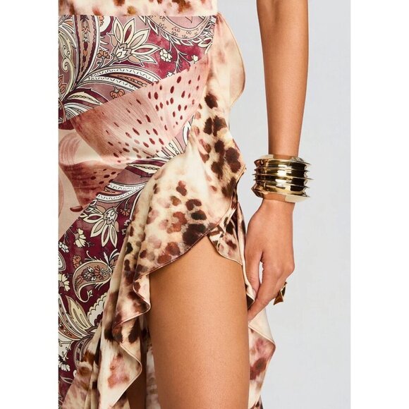 retrofete Raelynn Silk Maxi Dress Vintage Mixed Print Womens Size Medium - Picture 7 of 15